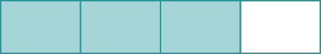 A rectangle made up of four squares in a row. The first three squares are shaded.